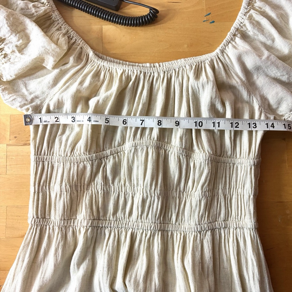 Sim & Sam Milkmaid Cottagecore Dress Size M Linen Blend Peasant Farmhouse Trad - Picture 6 of 6